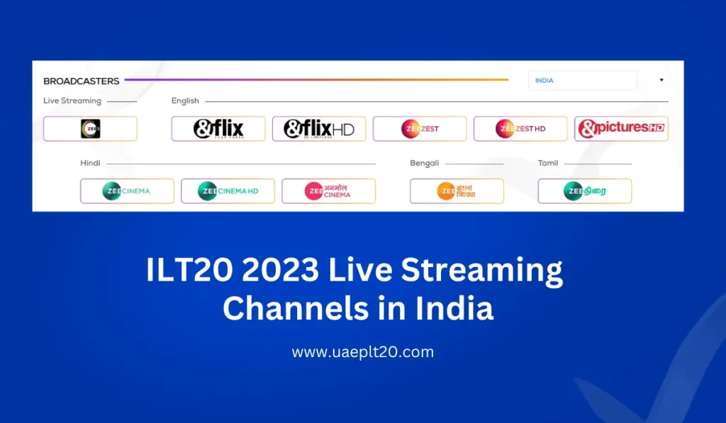 ILT20 live streaming channels in India 2023