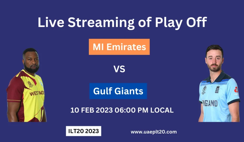 MI Emirates vs Gulf Giants Live Streaming Eliminator match